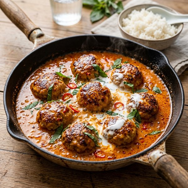 20-Minute Creamy Coconut Red Curry Turkey Meatballs