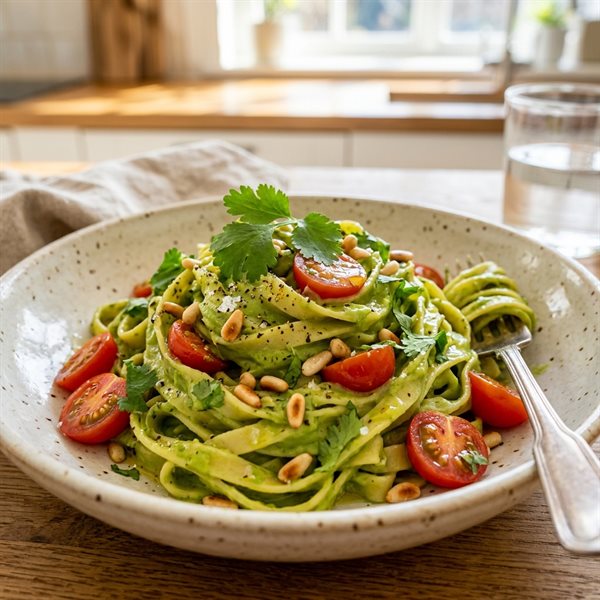 15-Minute Creamy Avocado Lime Cilantro Fettuccine
