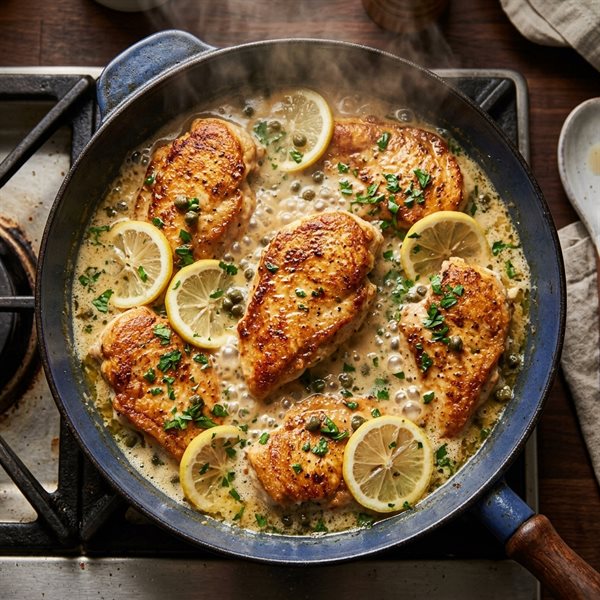20-Minute Creamy Lemon Basil Chicken Piccata
