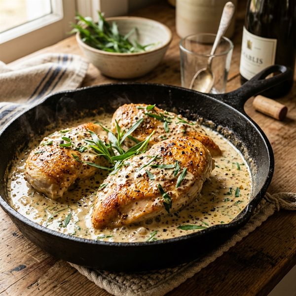 20-Minute Creamy French Dijon Tarragon Chicken Skillet