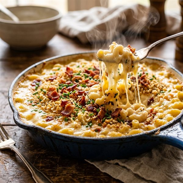 20-Minute One-Pot Creamy White Cheddar and Bacon Mac and Cheese