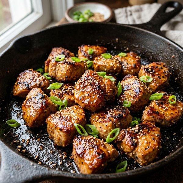 15-Minute Crispy Honey Garlic Butter Pork Tenderloin Bites