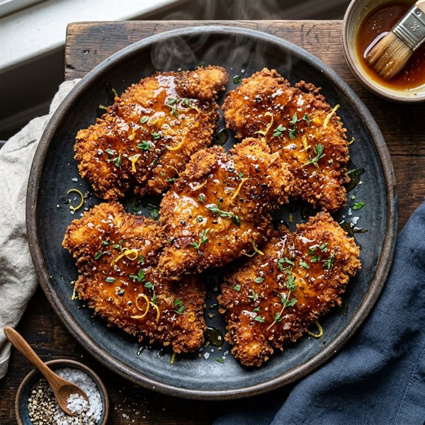 20-Minute Crispy Hot Honey Lemon Pepper Chicken Cutlets