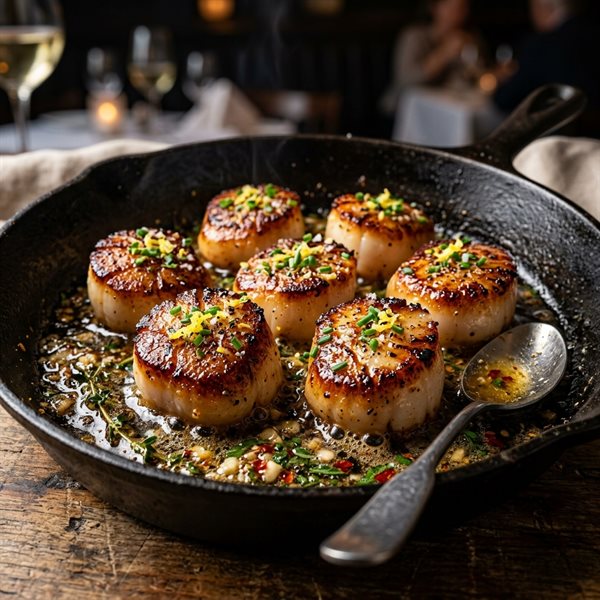 15-Minute Garlic Chili Butter Seared Sea Scallops
