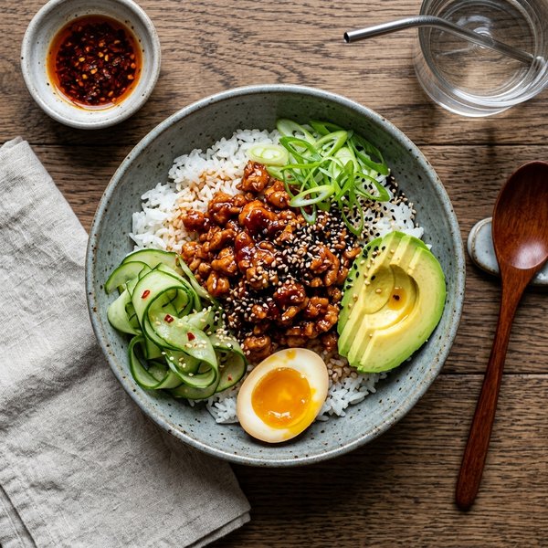 15-Minute Spicy Korean Gochujang Ground Chicken Rice Bowls