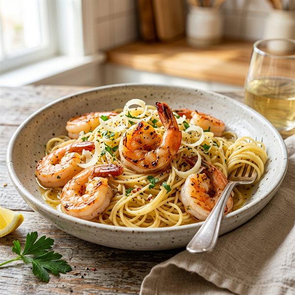 15-Minute Creamy Garlic Butter Lemon Pepper Shrimp Pasta