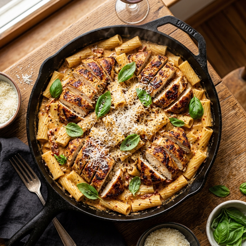 20-Minute Creamy Marry Me Chicken Pasta with sun-dried tomatoes, parmesan, and spinach