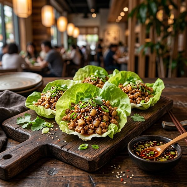 15-Minute Crispy Sesame Ginger Turkey Lettuce Wraps
