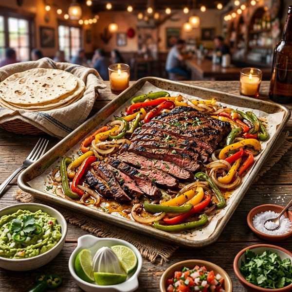 20-Minute Sheet-Pan Sizzling Flank Steak Fajitas