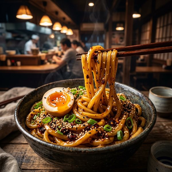 15-Minute Spicy Garlic Chili Crisp Sesame Udon Noodles