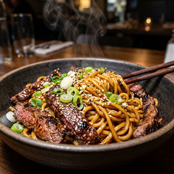 15-Minute Sticky Mongolian Beef Noodles
